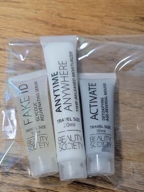 Beauty Society Lot of 3 Travel Size "Anytime Anywhere", "Activate" and "Fake ID"